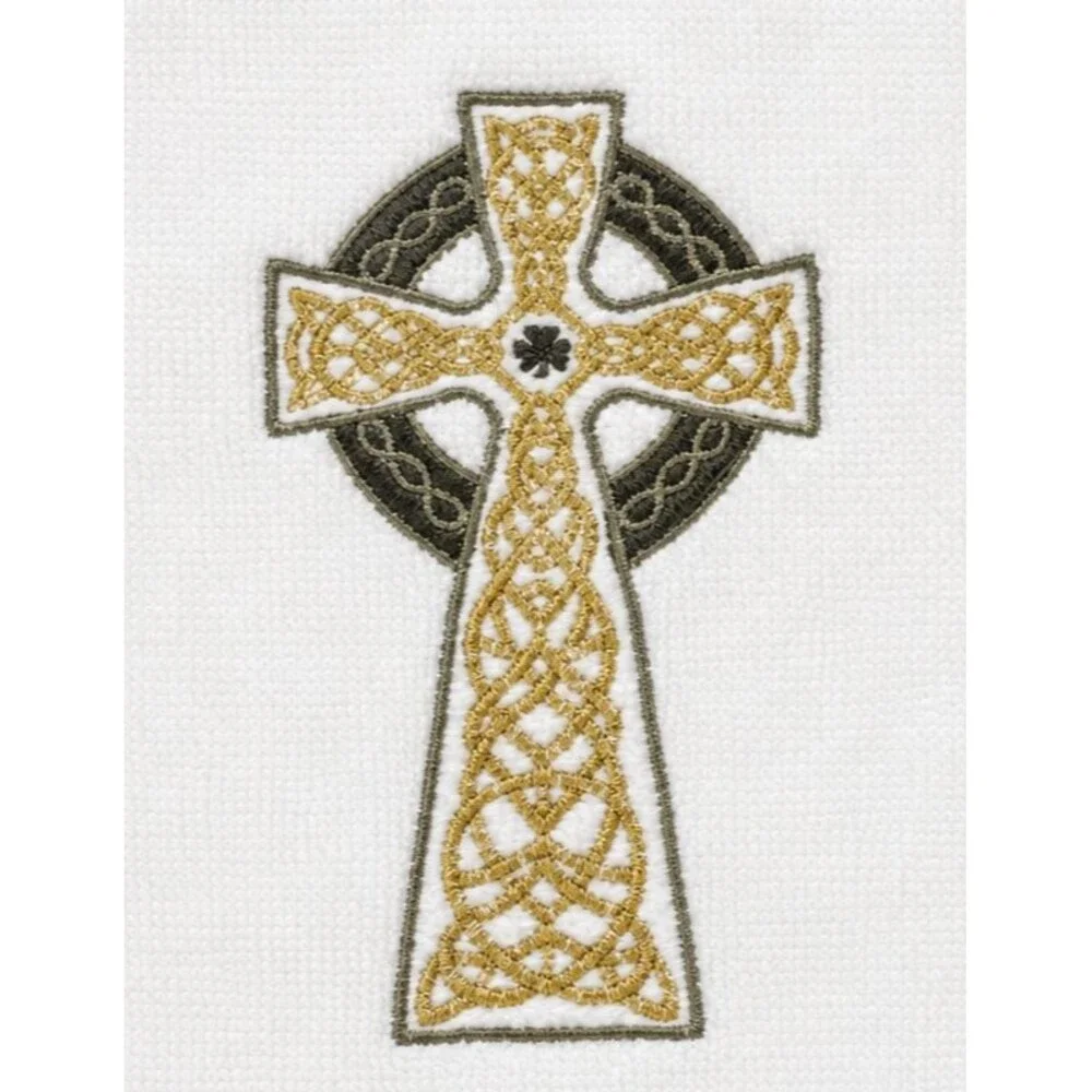 KassaDecor St Patrick's Day Hand Towels 2PK Celtic Cross Shamrock Embroidered